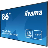 iiyama LH8642UHS-B3 86" 4K Ultra HD Public Display Zwart, 4K UHD, HDMI, VGA, DisplayPort, USB, Audio, Android 