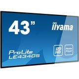 iiyama ProLite LE4340S-B3 43" Public Display Zwart, VGA, HDMI, LAN, Audio