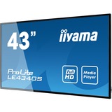 iiyama ProLite LE4340S-B3 43" Public Display Zwart, VGA, HDMI, LAN, Audio