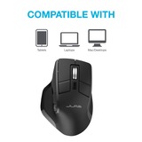 JLab Epic Wireless Mouse Zwart, 1200 - 2400 DPI, Bluetooth 5.2 / 2.4 GHz / USB