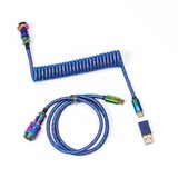Keychron Premium Coiled Aviator Cable USB-C 3.2 Gen 1 kabel Blauw, 1,08 meter, rechte stekker