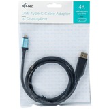 i-tec USB-C naar DisplayPort kabel Zwart, 2 meter, 4K 60 Hz