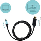 i-tec USB-C naar DisplayPort kabel Zwart, 2 meter, 4K 60 Hz