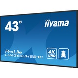 iiyama ProLite LH4365UHSB-B1 42.5" 4K Ultra HD Public Display Zwart, HDMI, DisplayPort, LAN, Audio, USB, WiFi, Android