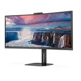 AOC CU34V5CW/BK 34" Curved UltraWide monitor Zwart, 100 Hz, HDMI, DisplayPort, USB-A, USB-C, Freesync