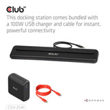 Club 3D 12-1 USB-C Triple Display PD3.0 100W Docking Station + Charger Zwart