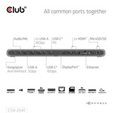 Club 3D 12-1 USB-C Triple Display PD3.0 100W Docking Station + Charger Zwart