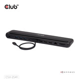 Club 3D 12-1 USB-C Triple Display PD3.0 100W Docking Station + Charger Zwart
