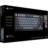 Corsair K65 Plus Wireless, gaming toetsenbord Zwart/grijs, US lay-out, Corsair Red, RGB, 75%, PBT-keycaps 