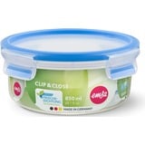 Emsa Clip & Close vershoudbakje 0,85L doos Transparant/blauw, rond, Ø 16,7cm