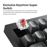 Keychron V1W-D1 8K QMK Wired Custom Mechanical Keyboard Zwart, US lay-out (QWERTY), Keychron Super Red, 75%, RGB leds, Double-shot PBT, hot swap, 8K, Knop