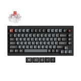 Keychron V1W-D1 8K QMK Wired Custom Mechanical Keyboard, toetsenbord Zwart, US lay-out, Keychron Super Red, RGB leds, 75%, Double-shot PBT, hot swap, 8K, Knop