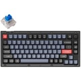 Keychron V1-C2, gaming toetsenbord Zwart, US lay-out, Keychron K Pro Blue, RGB leds, 75%, Double-shot PBT, hot swap, Knob