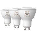 Philips Hue White & Color Ambiance GU10 3-pack ledlamp 2000-6500K, RGB, Dimbaar