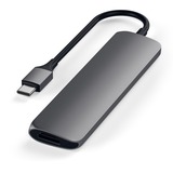 Satechi Slim Type-C Multi-Port Adapter V2 dockingstation Donkergrijs, USB-C, HDMI, USB, SD