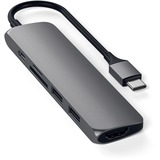 Satechi Slim Type-C Multi-Port Adapter V2 dockingstation Donkergrijs, USB-C, HDMI, USB, SD