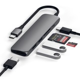 Satechi Slim Type-C Multi-Port Adapter V2 dockingstation Donkergrijs, USB-C, HDMI, USB, SD