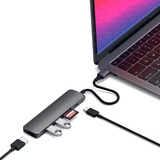 Satechi Slim Type-C Multi-Port Adapter V2 dockingstation Donkergrijs, USB-C, HDMI, USB, SD