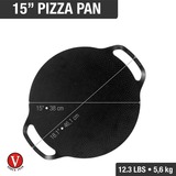 Victoria Pizzapan met twee handgrepen 38 cm, Seasoned bak-/braadpan Zwart, Color packaging