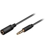 goobay Hoofdtelefoon en audio AUX verlengkabel, 4-pin 3.5mm slim Zwart, 3 meter