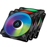 ARCTIC P12 PWM PST A-RGB, 3 stuks case fan Zwart/transparant, 3 stuks, 4-pins PWM fan-connector