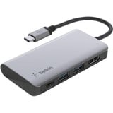 Belkin CONNECT Meerpoorts 4-in-1 USB-C hub dockingstation Grijs/zwart