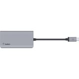 Belkin CONNECT Meerpoorts 4-in-1 USB-C hub dockingstation Grijs/zwart