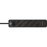 Brennenstuhl Ecolor 4-voudige stekkerdoos met 2 USB-laadaansluitingen Zwart, 4x stekker, 2x USB-C, 2x USB-C