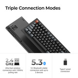 Keychron V6 Ultra 8K Wireless Custom Mechanical Keyboard Zwart, US lay-out (QWERTY), Keychron Silk POM Brown, 100%, RGB, Hot swap, 2.4 GHz | Bluetooth 5.3 | USB-C