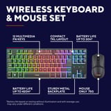 Trust GXT 832 Thado Draadloze set, desktopset Zwart, US lay-out, 80% (TKL), RGB, 800 - 6.400 dpi
