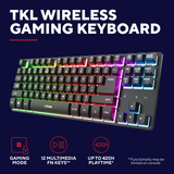Trust GXT 832 Thado Draadloze set, desktopset Zwart, US lay-out, 80% (TKL), RGB, 800 - 6.400 dpi