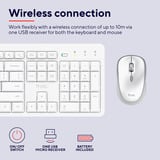 Trust Ody II Draadloos Toetsenbord en Muis Set desktopset Wit, US lay-out (QWERTY), 100%, Stille Toetsen