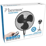 Bestron ASV45ZR Statiefventilator met afstandsbediening en digitale timer Zwart, Ø 45 cm | in hoogte verstelbare telescoopstang tot 122 cm