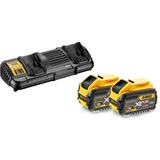 DEWALT DCB132X2-QW XR FLEXVOLT Accu starterspakket oplader Zwart/geel, Incl. 2x DCB547 (9.0Ah) XR FLEXVOLT Li-Ion accu