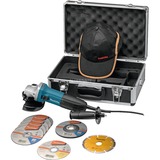 Makita 230 V Haakse slijper 125 mm GA5030RSP2 blauw/zwart, In koffer, incl. accessoireset