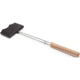 Petromax Wafelijzer lang wf-iron bakvorm Zwart/houtkleur, Waffle Iron | Voor 2 wafels | 9 x 11 cm | Lange steel