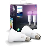 Philips Hue White and Color Ambiance 2-pack E27 ledlamp 2200K - 6500K, Dimbaar