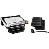 Tefal Optigrill+ GC716D en Wafelaccessoire contactgrill Zilver/zwart