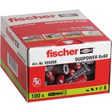 fischer DuoPower 8x40 plug Lichtgrijs/rood, 100 stuks