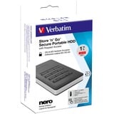 Verbatim Store 'n' Go met toetsbediening, 1 TB externe harde schijf Zwart/zilver, USB 3.1 Gen 1 / USB C