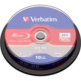 Verbatim BD-RE 25 GB blu-ray media 2x, 10 stuks, White Blue Surface, Lite retail