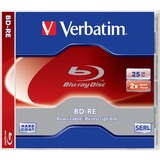 Verbatim BD-RE 25 GB blu-ray media 2x, 5 stuks, White Blue Surface, Retail