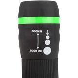 HyCell Zoom-Flashlight 1W-LED zaklamp Zwart/groen