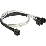 DeLOCK Cable Mini SAS HD SFF-8643 > 4 x SATA 7 Pin, 0,5m kabel Zwart, 83392