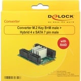 DeLOCK Converter M.2 Key B+M > Hybrid 4 x SATA adapter 62850