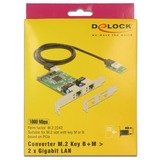 DeLOCK Converter M.2 Key B+M male > 2 x Gigabit LAN netwerkadapter Low Profile