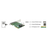 DeLOCK PCI Express x4 Card U.2 NVMe naar 1 x internal SFF-8654 4i + 1 x internal SFF-8643 – Low Profile Form Factor adapter Zilver