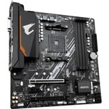 GIGABYTE B550M AORUS ELITE socket AM4 moederbord Zwart/grijs, RAID, Gb-LAN, Sound, µATX