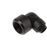 Alphacool Eiszapfen 16 mm HardTube compressiefitting 90° draaibaar G1/4" verbinding Zwart, Gekarteld, diep zwart