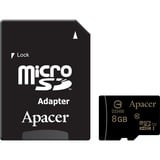 Apacer microSDHC 8GB geheugenkaart AP8GMCSH10U1-R, Class 10, UHS-I, Incl. adapter